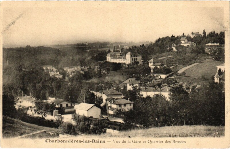 Carte postale ancienne Charbonnieres-les-Bains - Vue de la Gare et Quartier des Brosses à Charbonnières-les-Bains