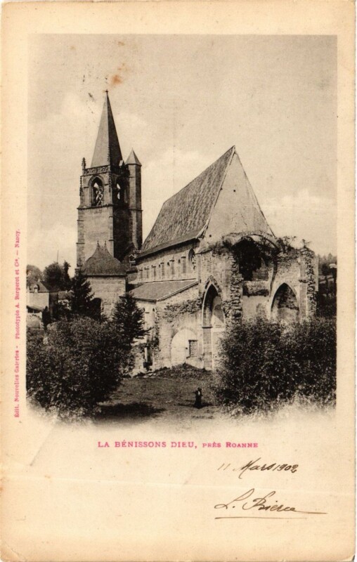 Carte postale ancienne Loire La Bénissons Dieu prés Roanne à Roanne