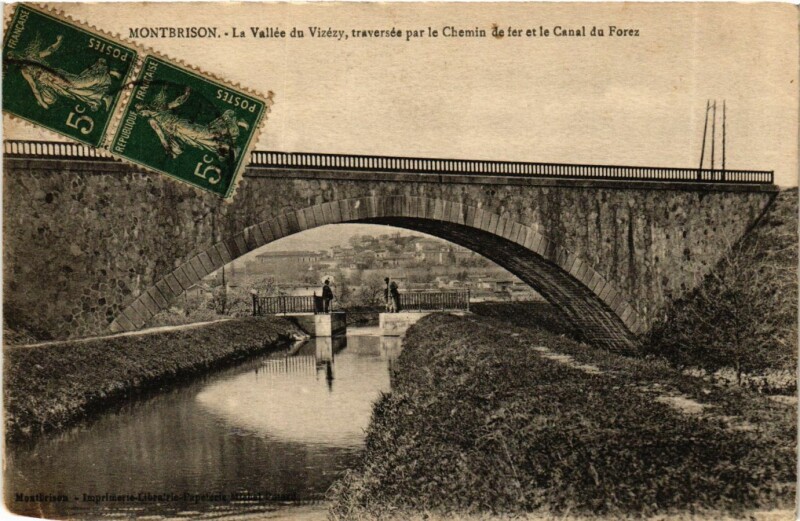 Carte postale ancienne Montbrison La Vallée du Vizézy traversée à Montbrison