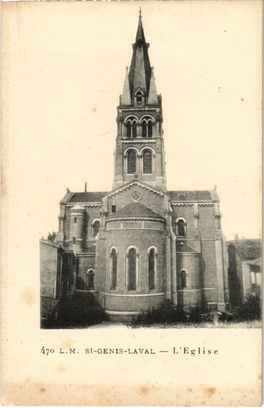 Carte postale ancienne Saint-Genis-Laval - L'Eglise à Saint-Genis-Laval