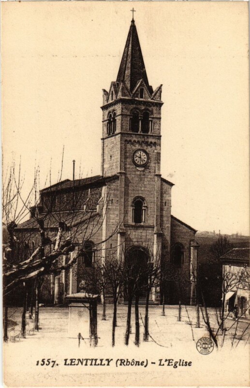 Carte postale ancienne Lentilly - L'Eglise à Lentilly