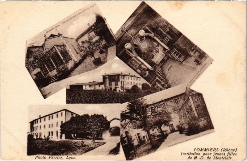 Carte postale ancienne Pommiers - Institution pour Jeunes Filles de N.-D. De Montclair à Pommiers