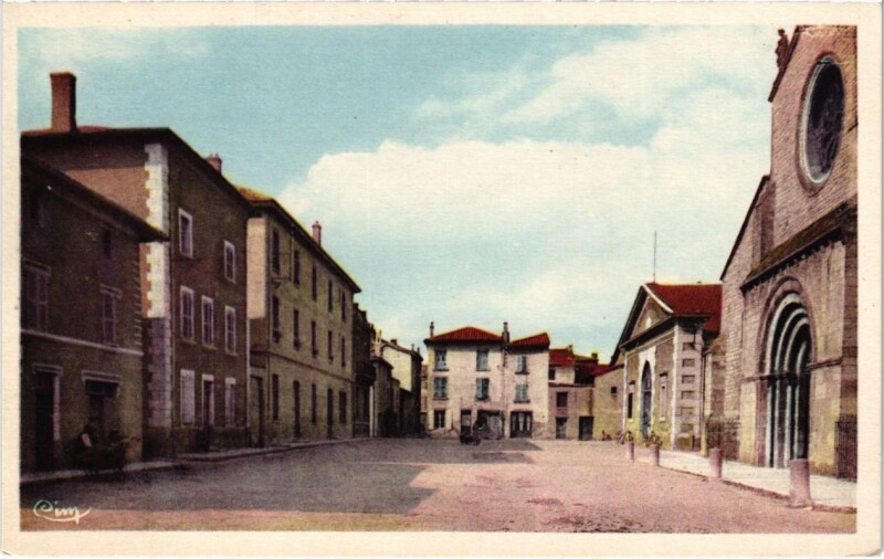 Carte postale ancienne Belleville - Place de l'Eglise