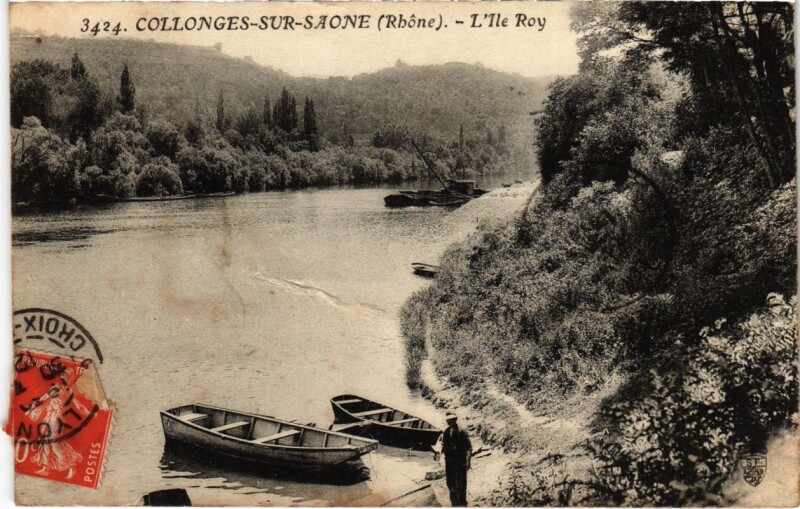 Carte postale ancienne Collonges-sur-Saone - L'Ile Roy à Longes