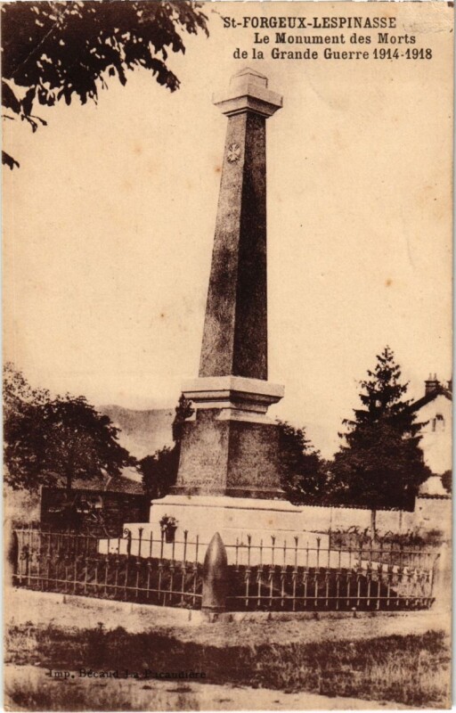 Carte postale ancienne Saint-Forgeux-Lespinasse - Le Monument des Morts à Saint-Forgeux