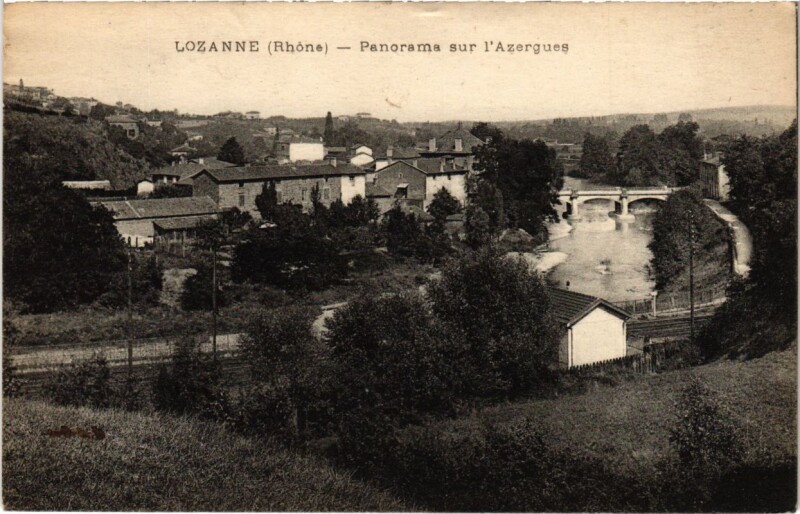 Carte postale ancienne Lozanne - Panorama sur l'Azergues à Lozanne