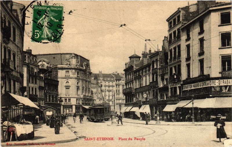 Carte postale ancienne Saint Etienne- Place du Peuple France
