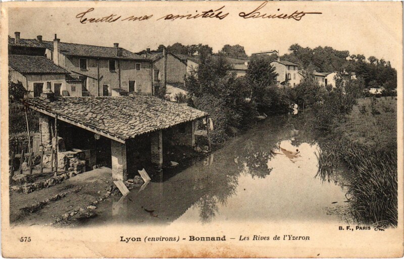 Carte postale ancienne Lyon Bonnard Les Rives de l'Yzeron Rhone à Yzeron