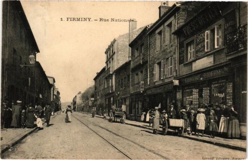 Carte postale ancienne Firminy - Rue Nationale à Firminy