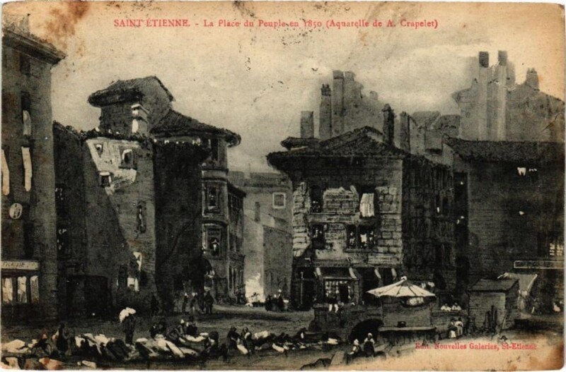 Carte postale ancienne Saint-Etienne-La Place du Peuple