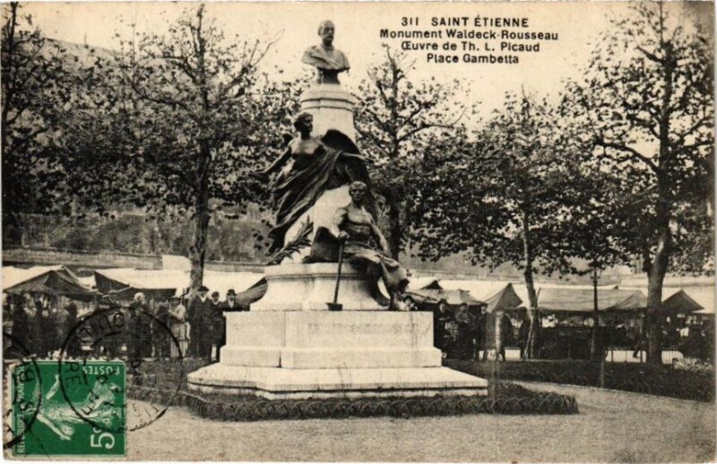 Carte postale ancienne Saint-Etienne - Monument Waldeck-Rousseau Ceuvre de Th.L.Picaud... à Saint-Étienne