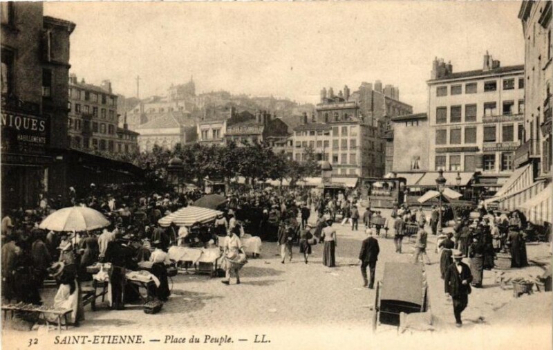 Carte postale ancienne Saint-Etienne - Place du Peuple à Saint-Étienne