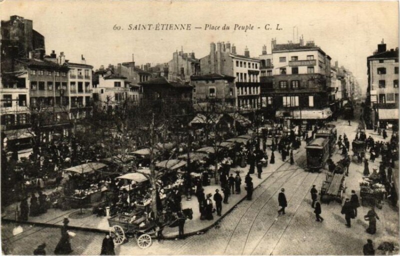 Carte postale ancienne Saint-Etienne - Place du Peuple à Saint-Étienne