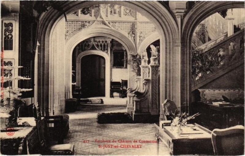 Carte postale ancienne Vestibule du Chateau de Contenson - Saint-Just-en-Chevalet à Saint-Just-en-Chevalet