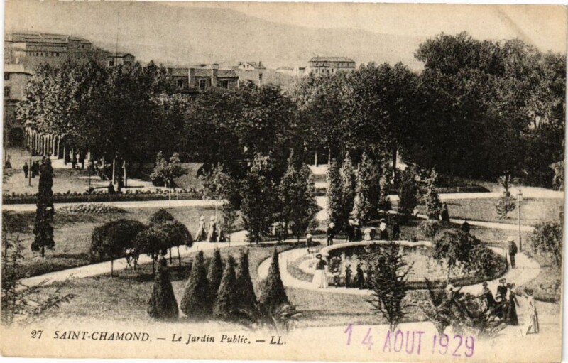 Carte postale ancienne Saint-Chamond - Le Jardin Public à Saint-Chamond
