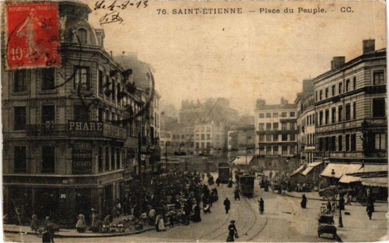 Carte postale ancienne Saint-Etienne - Place du Peuple à Saint-Étienne