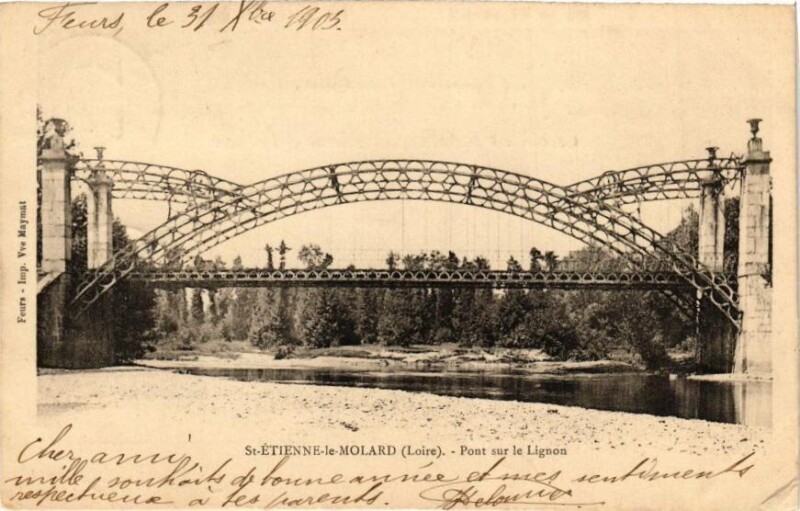 Carte postale ancienne Saint-Etienne - le-Molard - Pont sur le Lignon à Saint-Étienne