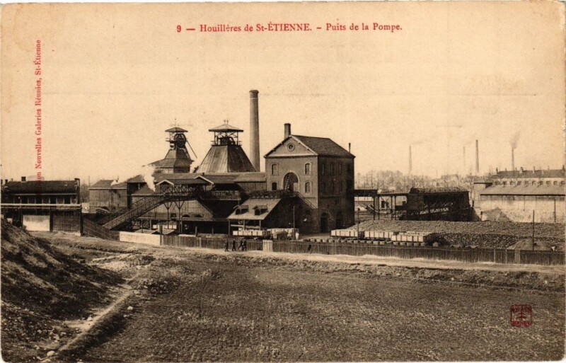 Carte postale ancienne Houllieres de Saint-Etienne - Puits de la Pompe