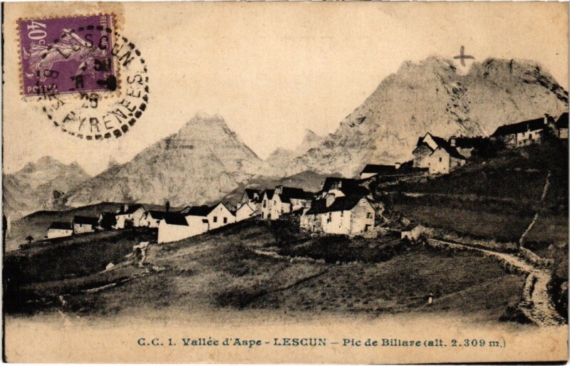 Carte postale ancienne Lescun Pic de Billare à Lescun
