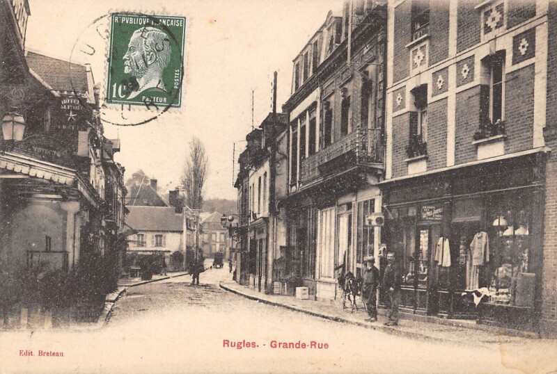 Carte postale ancienne Rugles - Grande Rue à Rugles