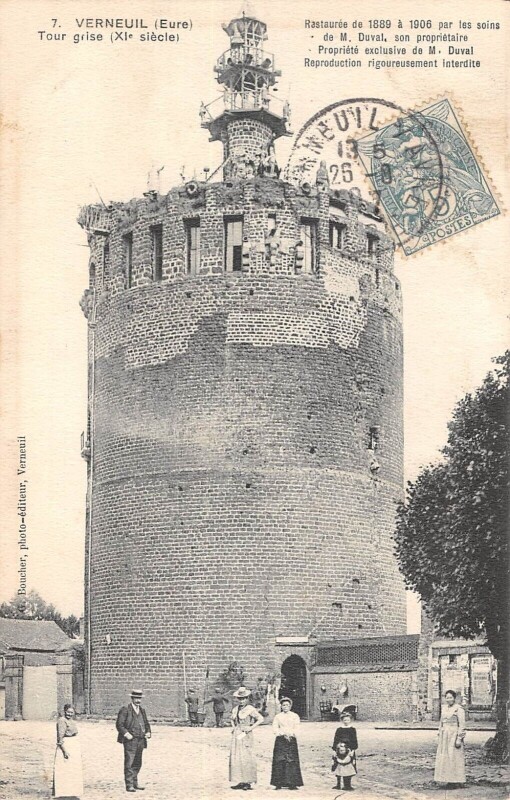 Carte postale ancienne Verneuil - Tour Grise