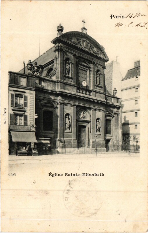 Carte postale ancienne Paris 3e Paris-Eglise Sainte-Elisabeth à Paris 3e