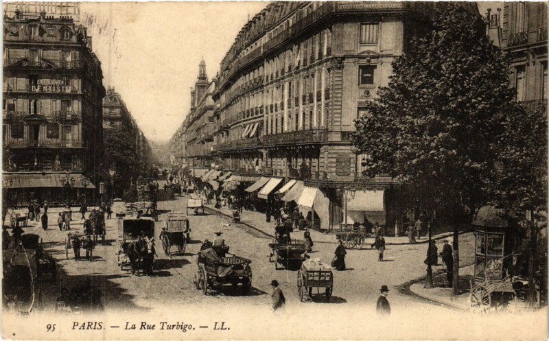 Carte postale ancienne Paris 3e Paris-La Rue Turbigo à Paris 3e