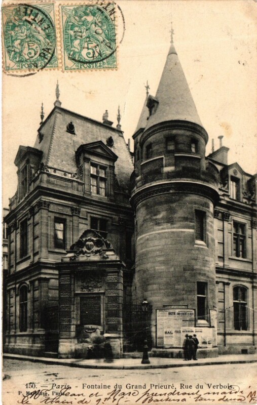 Carte postale ancienne Paris 3e Paris-Fontaine du Grand Prieuré, Rue du Verbois à Paris 3e