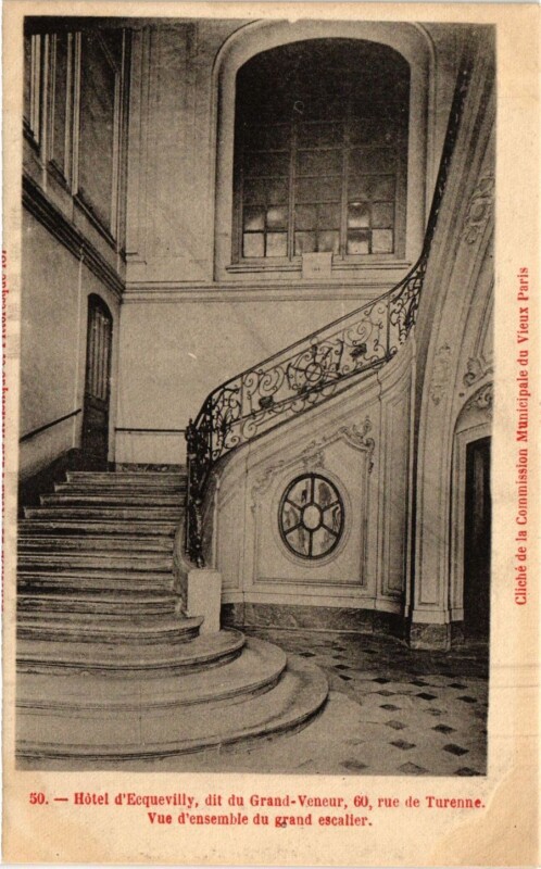 Carte postale ancienne Paris 3e Paris-Hotel d'Ecquevilly à Paris 3e