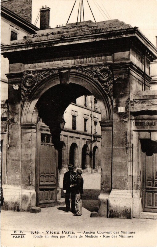 Carte postale ancienne Paris 3e Paris-Vieux Paris-Ancien Couvent des Minimes à Paris 3e