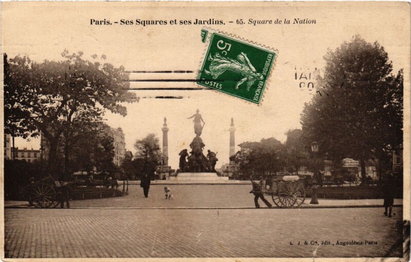 Carte postale ancienne Paris 11e Paris-Ses Squares et ses Jardins-Square de la Nation à Paris 11e