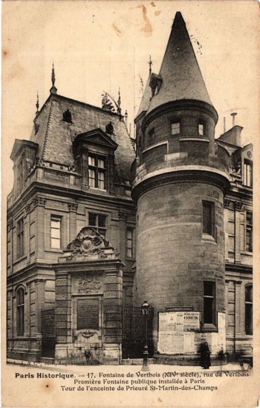 Carte postale ancienne Paris 3e Paris-Fontaine de Vertbois, rue de Vertbois à Paris 3e