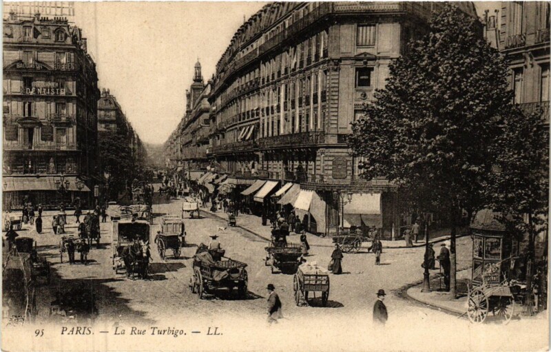 Carte postale ancienne Paris 3e Paris-La Rue Turbigo à Paris 3e