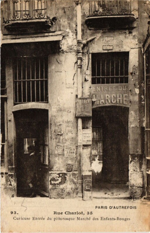 Carte postale ancienne Paris 3e Paris-Rue Charlot-Curieuse Entrée du pittoresque à Paris 3e