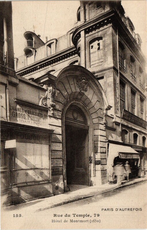 Carte postale ancienne Paris 3e Paris-Rue du Temple, Hotel de Montmort à Paris 3e