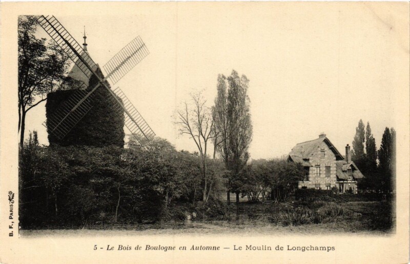 Carte postale ancienne Le Bois de Boulogne en Automne — Le Moulin de Longchamps à Paris 16e