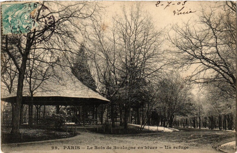 Carte postale ancienne Le Bois de Boulogne en hiver - Un refuge à Paris