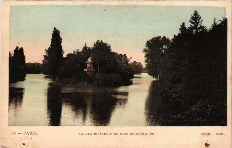 Carte postale ancienne Le Lac Inférieur du Bois de Boulogne à Paris 16e