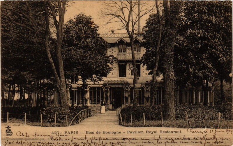 Carte postale ancienne Bois de Boulogne - Restaurant du Pavillon Royal à Paris 16e