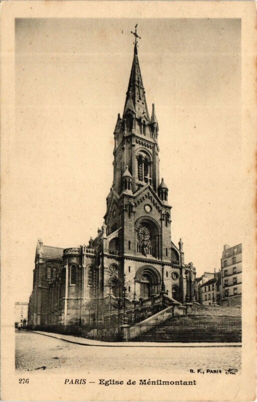 Carte postale ancienne Eglise de Ménilmontant à Paris 20e