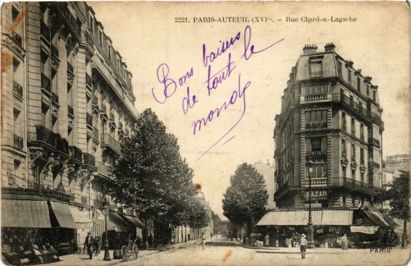 Carte postale ancienne Auteuil - Rue Chardon-Lagache à Paris 16e