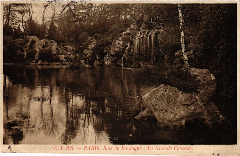 Carte postale ancienne Bois de Boulogne - La Grande Cascade à Paris 16e