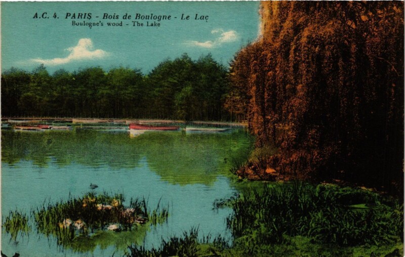 Carte postale ancienne Bois de Boulogne - Le Lac à Paris 16e