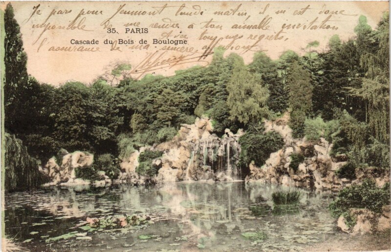 Carte postale ancienne Cascade du Bois de Boulogne à Paris 16e