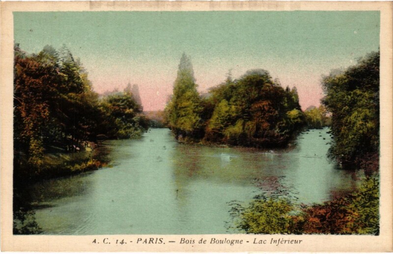 Carte postale ancienne Bois de Boulogne - Lac Inférieur à Paris 16e
