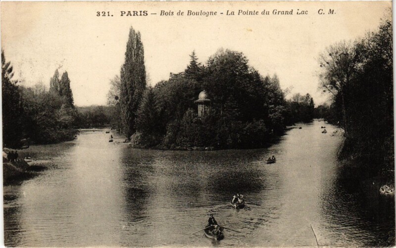 Carte postale ancienne Bois de Boulogne - La Pointe du Grand Lac à Paris 16e
