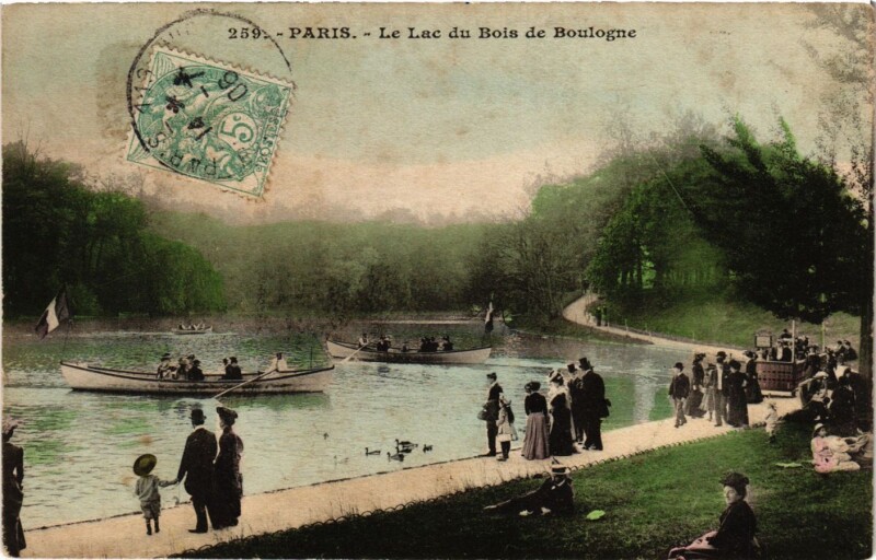Carte postale ancienne Le Lac du Bois de Boulogne à Paris