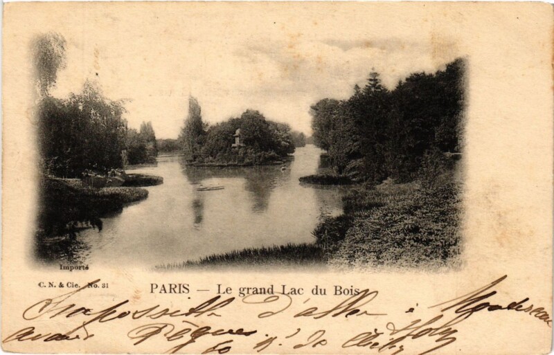 Carte postale ancienne Le grand Lac du Bois à Paris 16e