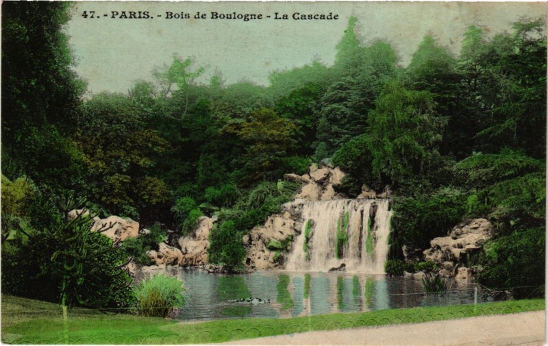 Carte postale ancienne Cascade du Bois de Boulogne à Paris 16e