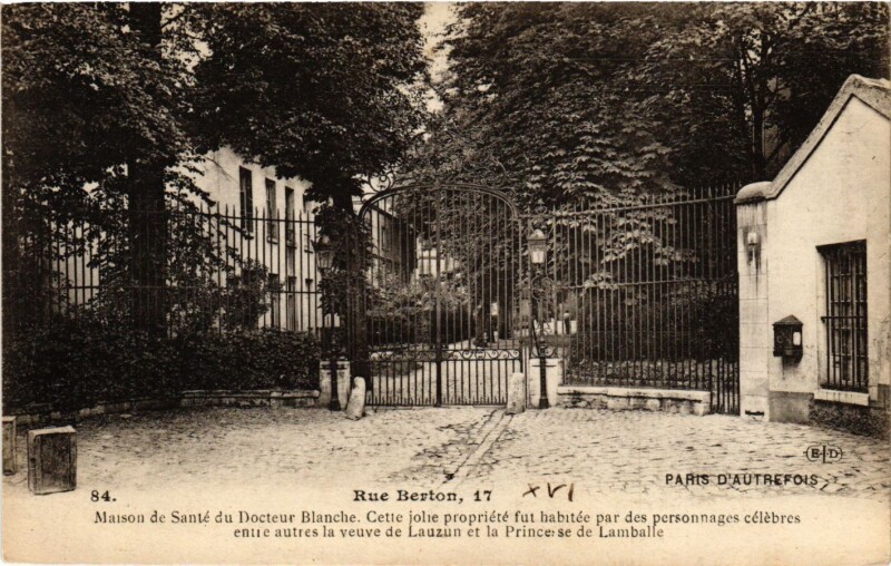 Carte postale ancienne Rue Berton - Maison de Santé du Docteur BIanche à Paris 16e